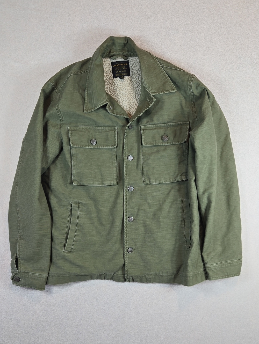 Lucky Brand Men's Olive Green Sherpa-Lined Field Jacket